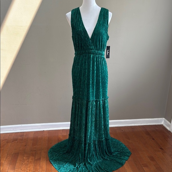 Lulu's Falling Star Teal Green Sleeveless Textured Knit Metallic Maxi Dress Sz L - Picture 4 of 15